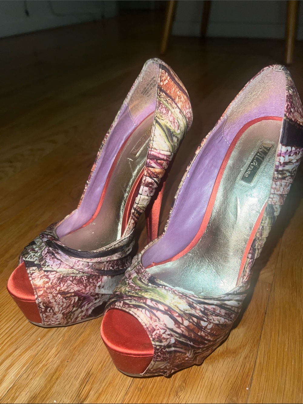 Wild Pair | Women's Multicolor Floral Peep-Toe Platform Pumps